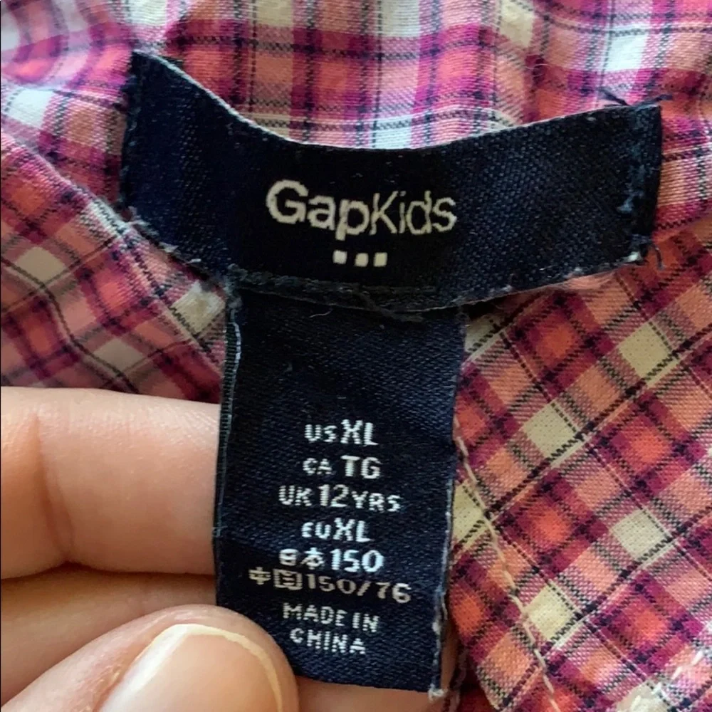 Gap plaid button down girls XL top‎